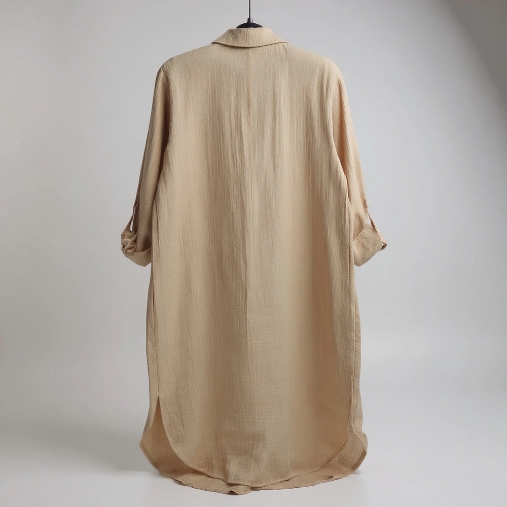 Magaschoni Organic Cotton Shirt Dress Roll-up Sleeves M - Picture 4 of 6